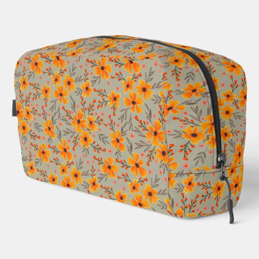 Trousse De Toilette Automne Automne Floral Motif Sage Vert (Coin droit)