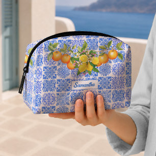 Trousse De Toilette Azulejo méditerranéen bleu jaune sicilien