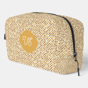 Trousse De Toilette Bandes diagonales d'or et de blanc Herringbone