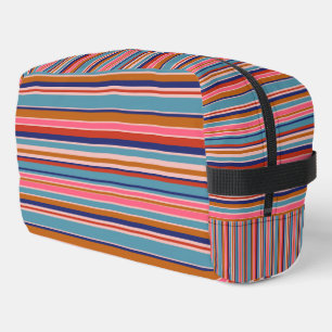 Trousse De Toilette Bandes horizontales bleu rose terre cuite rétro