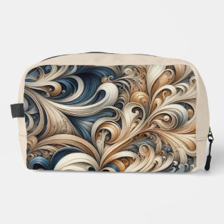 Trousse De Toilette Baroque Swirl Pattern in Blue & Gold