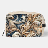 Trousse De Toilette Baroque Swirl Pattern in Blue & Gold (Verso)