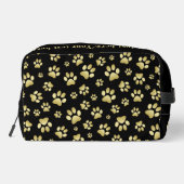 Trousse De Toilette Beautiful Golden Paws Prints on Black Background (Verso)