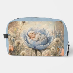 Trousse De Toilette Bébé endormi dans un bébé fleur bleue