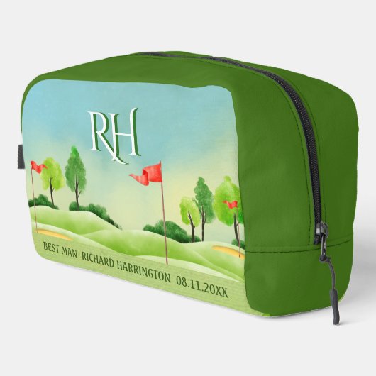 Trousse De Toilette BEST MAN Golf Thème Parcours Greens Monogramme Nom (Coin droit)
