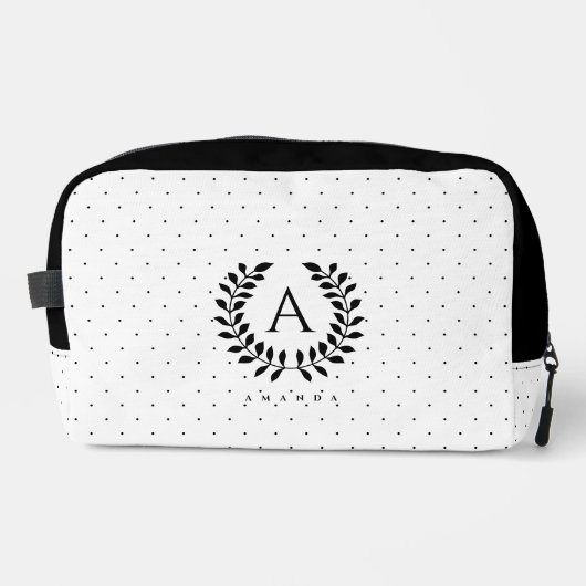 Trousse De Toilette Black And White Laurel Monogram Polka Dot Pattern (Recto)