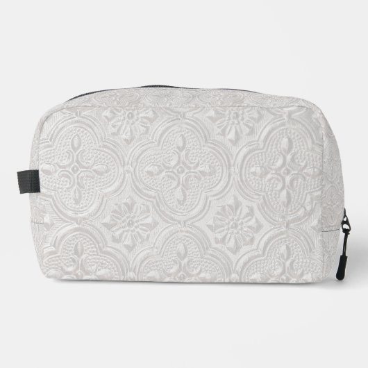 Trousse De Toilette Blanc sur motif floral blanc (Recto)