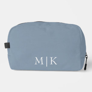 Trousse De Toilette Bleu et blanc poussiéreux   Monogramme moderne