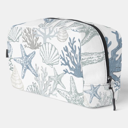 Trousse De Toilette Bleu Et Gris Estarfish Seashell Design Plage (Coin droit)