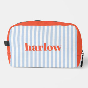 Trousse De Toilette Bleu et Rouge Chic Rayures Monogrammées