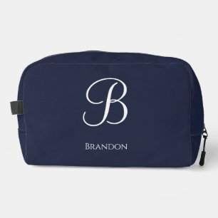 Trousse De Toilette Bleu Marine Nom et Monogramme Personnalisés