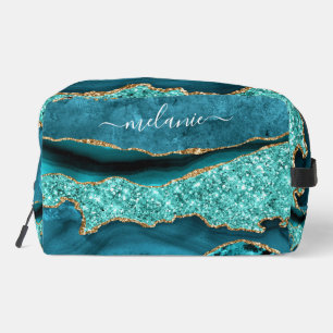 Trousse De Toilette Bleu sarcelle Or Aqua Turquoise Personnalisé Votre