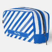 Trousse De Toilette Blue Stripes on White and Text (Coin droit)