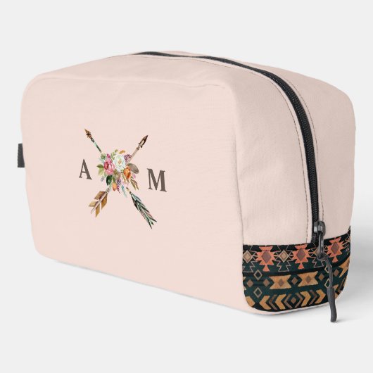 Trousse De Toilette Boho Blooms et flèches Monogrammes (Coin droit)