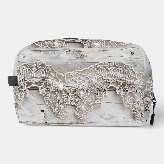Trousse De Toilette Bois rustique et dentelle antique (Recto)