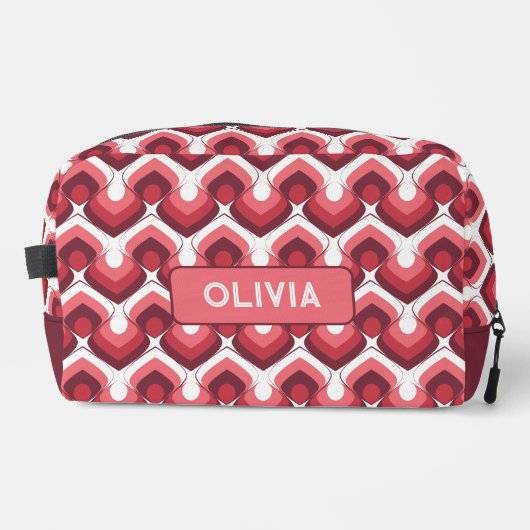 Trousse De Toilette Bold Retro Modern Motif in Pinks (Recto)