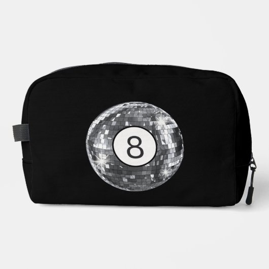 Trousse De Toilette Boule disco argentée, motif boule 8, rétro années (Recto)