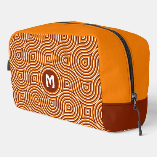 Trousse De Toilette Bright Orange foncé Brown blanc Motif du Milieu de (Coin droit)