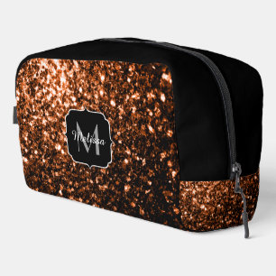Trousse De Toilette Bronze brun faux paillettes scintille Monogramme n