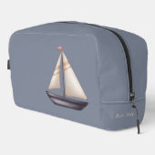 Trousse De Toilette Brown Sailing Boat and Name on Gray (Coin droit)