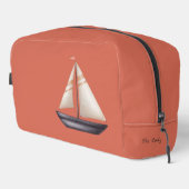 Trousse De Toilette Brown Sailing Boat and Name on Red (Coin droit)