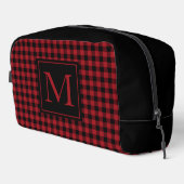 Trousse De Toilette Buffle Rouge Et Noir Plaid Monogramme Personnalisé (Coin droit)