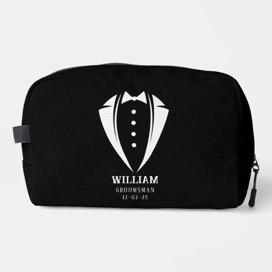 Trousse De Toilette Cadeau moderne noir et blanc Groomsman (Recto)