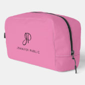 Trousse De Toilette Calligraphie Monogramme rose Modèle moderne (Coin droit)