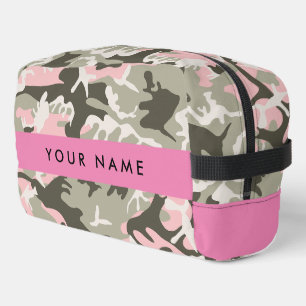 Trousse De Toilette Camouflage rose et vert Votre nom Personnalisez