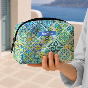 Trousse De Toilette Carreau méditerranéen sicilien mexicain Aqua Mint