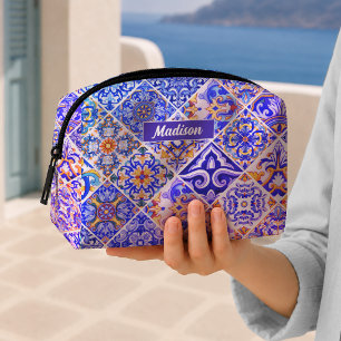 Trousse De Toilette Carreaux bleus violets siciliens méditerranéens me