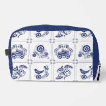 Carreaux de Delft bleu classique à motif floral et