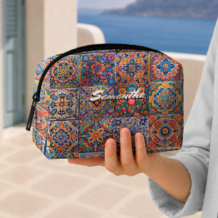 Trousse De Toilette Carreaux de Talavera mexicains rouges jaunes éléga