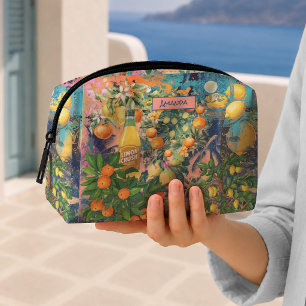 Trousse De Toilette Carreaux Floraux de Citron Sicilien Orange Chic Co