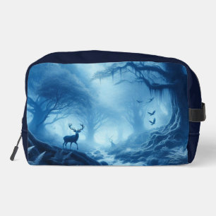 Trousse De Toilette Cerfs dans une forêt sombre de brume bleue