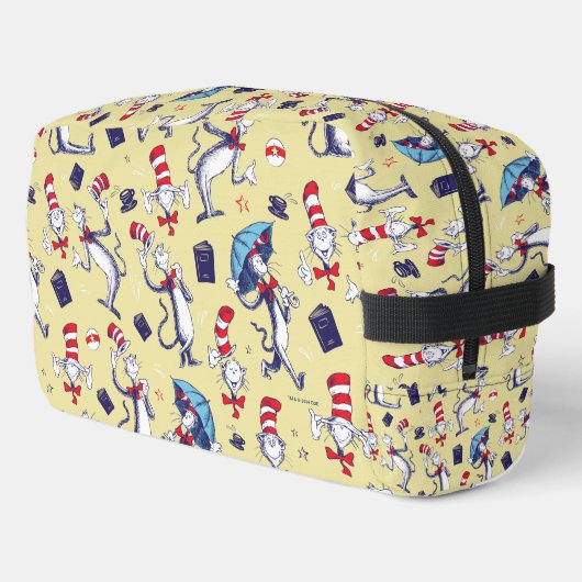 Trousse De Toilette Chat Dans Le Casquette | Motif jaune (Coin gauche)