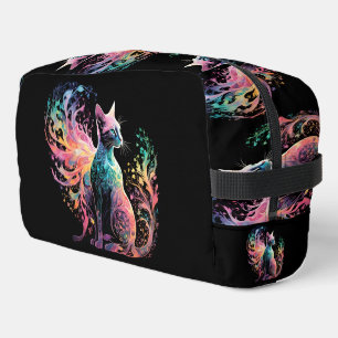 Trousse De Toilette Chat Holographique Spectral : Un Prisme d'Élégance