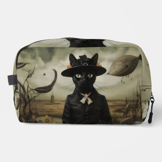 Trousse De Toilette Chat sorcière avec citrouilles  (Recto)