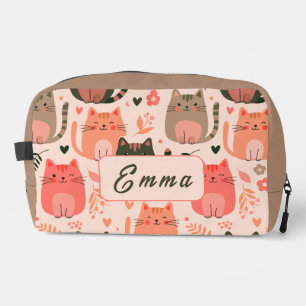 Trousse De Toilette Chats mignons et motif floral Monogramme personnal