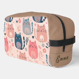Trousse De Toilette Chats mignons et motif floral personnalisable pour