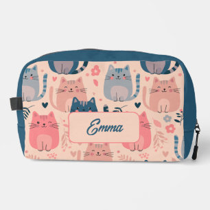 Trousse De Toilette Chats mignons et motif floral personnalisable pour