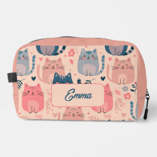Trousse De Toilette Chats mignons et motif floral personnalisable pour
