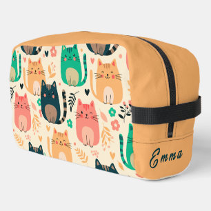Trousse De Toilette Chats mignons et motif floral personnalisable pour