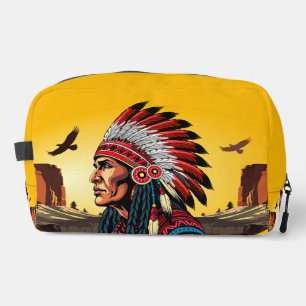 Trousse De Toilette Chef amérindien sur paysage sauvage coucher de sol