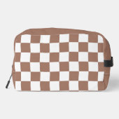 Trousse De Toilette Chèque carré mocha brun blanc rétro Monogramme (Verso)