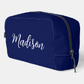 Trousse De Toilette Chic Navy Blue Name Custom Handwritten Script (Coin droit)