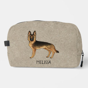 Trousse De Toilette Chien Berger Allemand Noir Et Feu Et Un Nom Marron