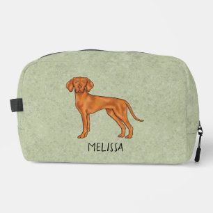 Trousse De Toilette Chien Pointer Mignon Vizsla Hongrois Avec Nom Vert