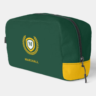 Trousse De Toilette Cimier logo Monogramme Vert et Or