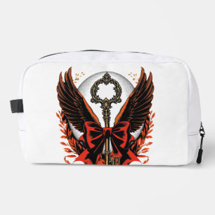 Trousse De Toilette Clé de fond en velours gothique avec ailes et lune